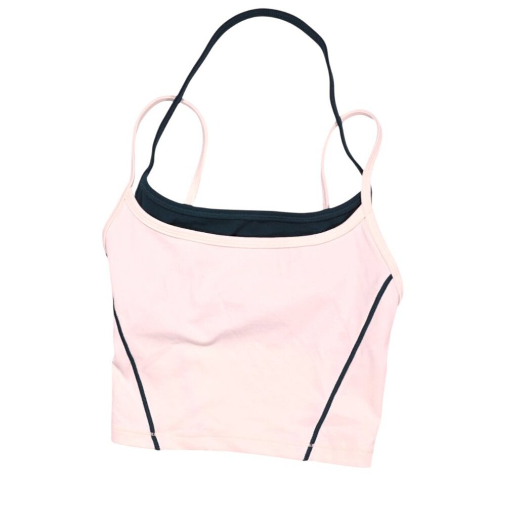 Bo&Tee Soft Active Layered Cropped Tank Top in White